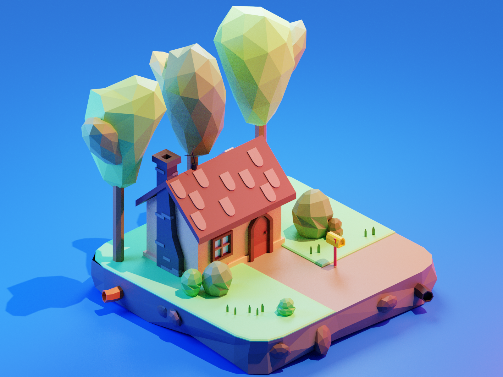 Cartoon house low poly art preview image 1